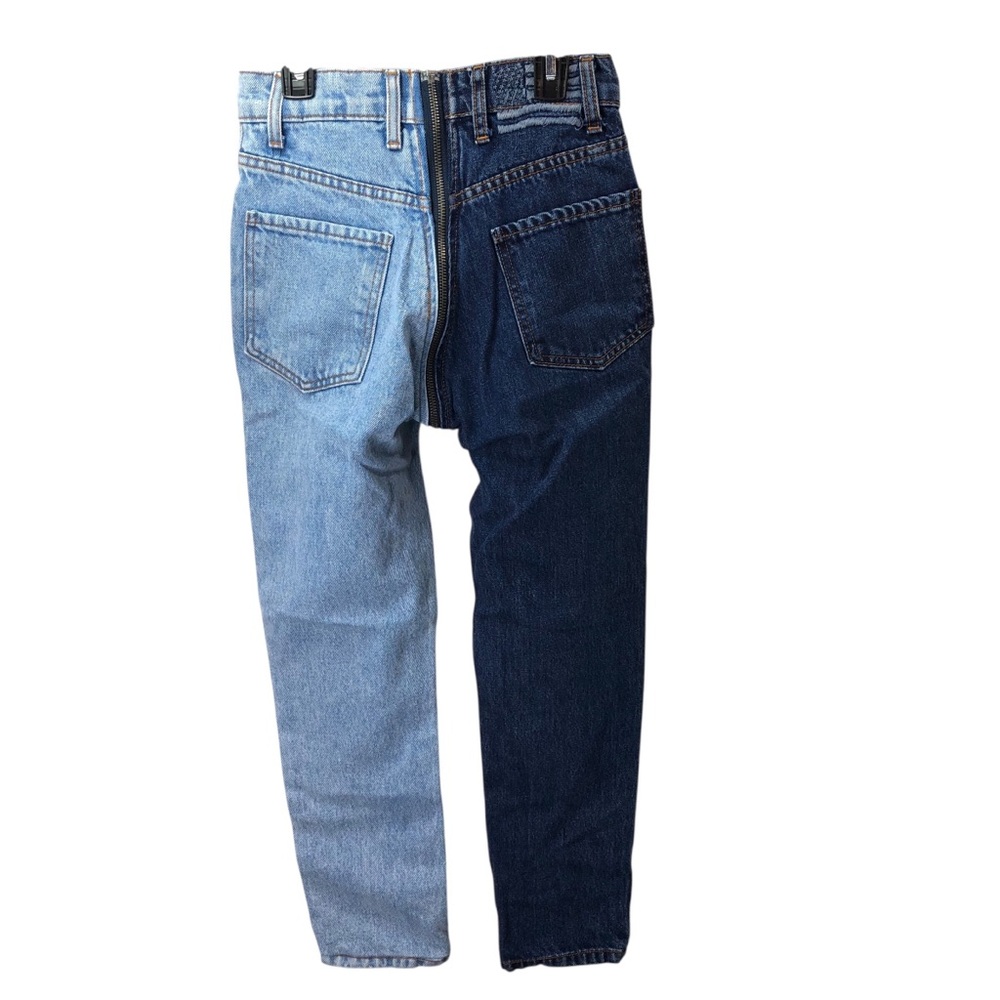 Revice Yin Yang Tokyo Wash Jeans Full Zip Split 2 Toned Crop Sz 23 Retro Casual - Picture 4 of 8